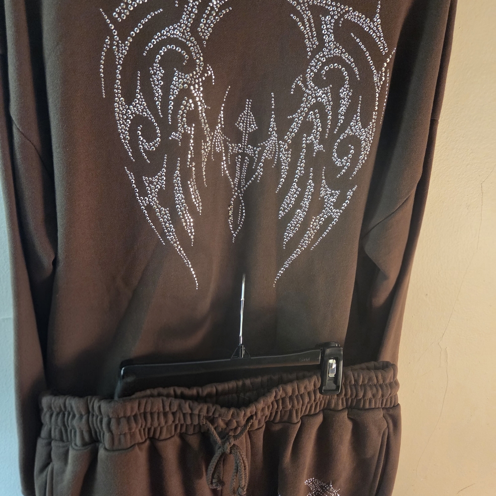 Fashion Nova Brown Joggers with Silver Studs Design